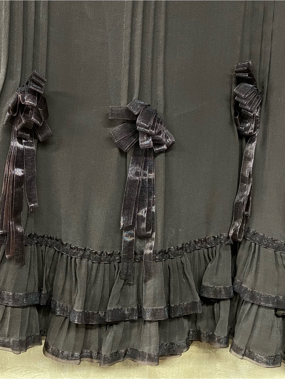 Anne Carson Chocolate Brown A-Line Skirt with Ruffle Hem - Picture 3 of 6